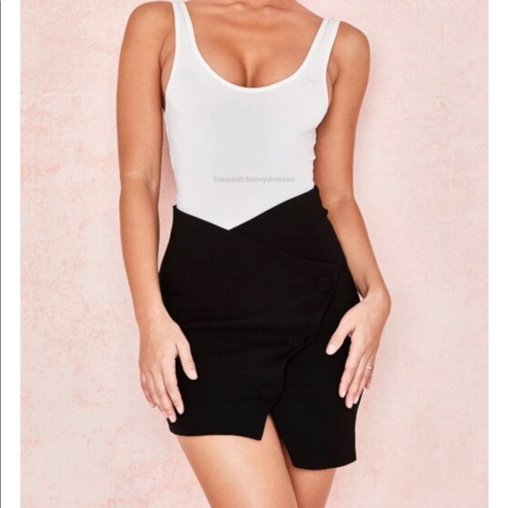 Houseofcb Ramirez Black Crepe Button Down Mini Skirt